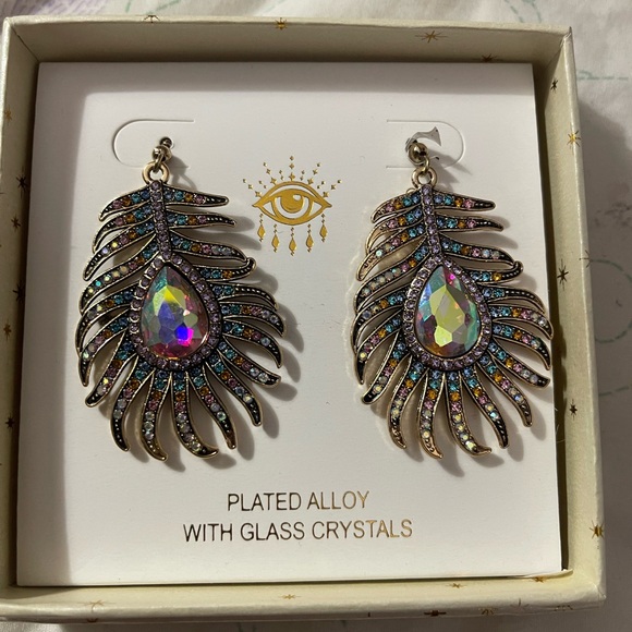 eye candy Jewelry Eye Candy Iridescent Peacock Feather Earrings